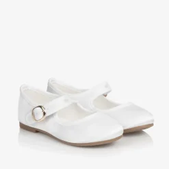 Girls White Satin Shoes