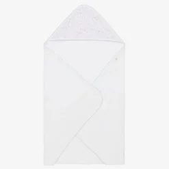 Girls White Summer Gardens Hooded Towel & Mitt Set