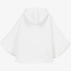 Girls White Towelling Strawberry Poncho