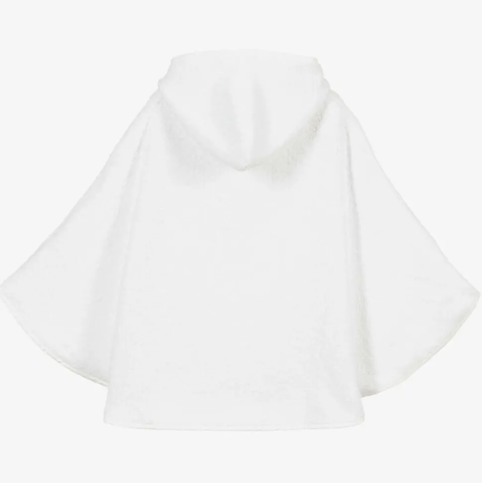 Girls White Towelling Strawberry Poncho