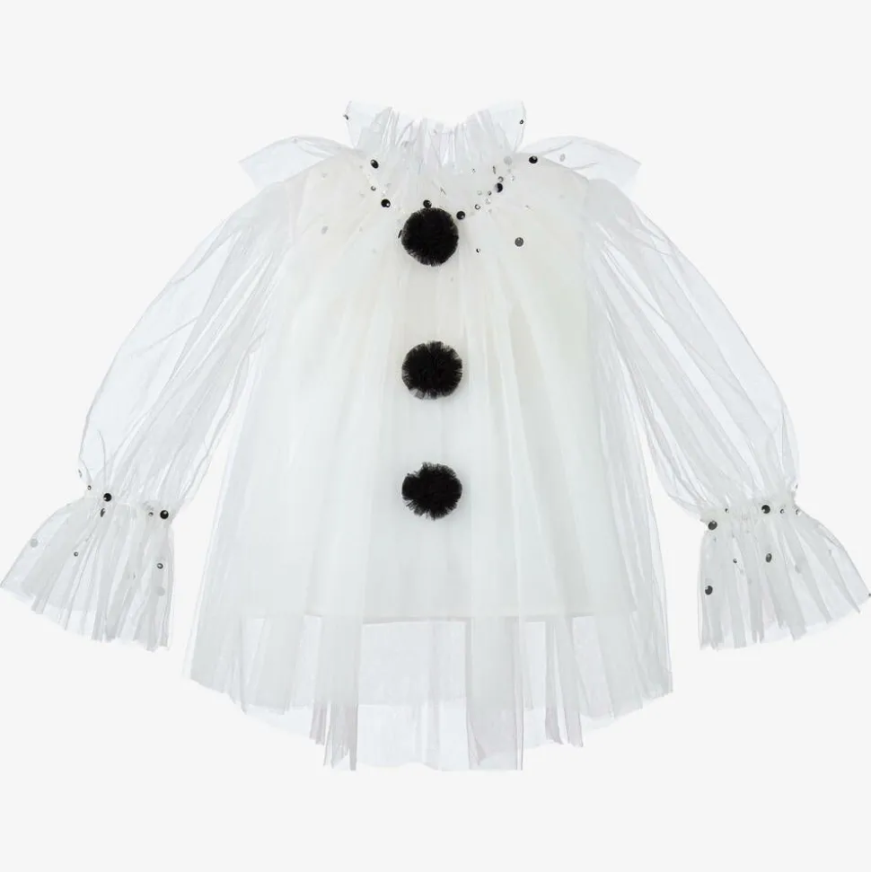Girls White Tulle Harlequin Top