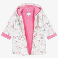 Girls White Unicorn Print Raincoat