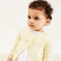 Girls Yellow Cotton Knit Cardigan