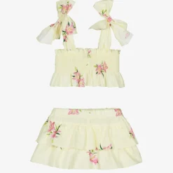 Girls Yellow Cotton Skort Set
