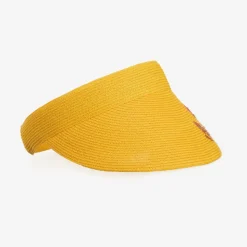 Girls Yellow Flower Straw Sun Visor