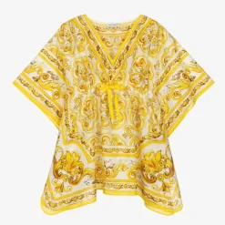 Girls Yellow Majolica Print Kaftan