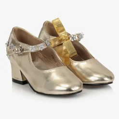 Gold Metallic Bar Shoes