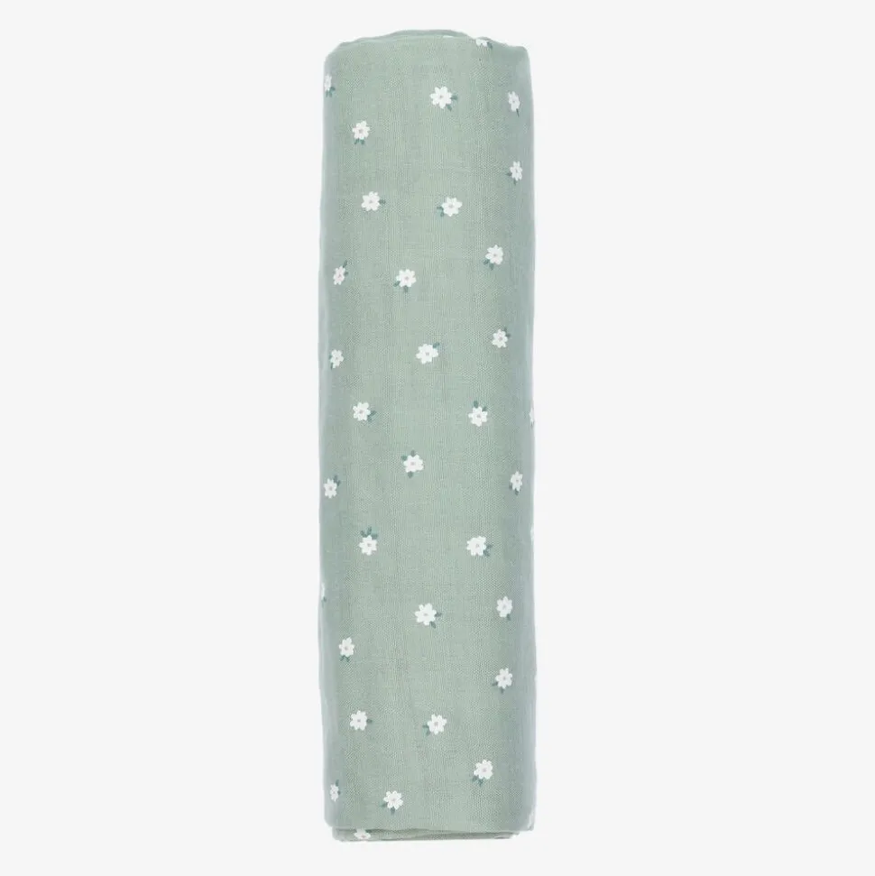 Green Cotton Floral Swaddle (114cm)
