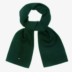 Green Cotton Knit Flag Logo Scarf