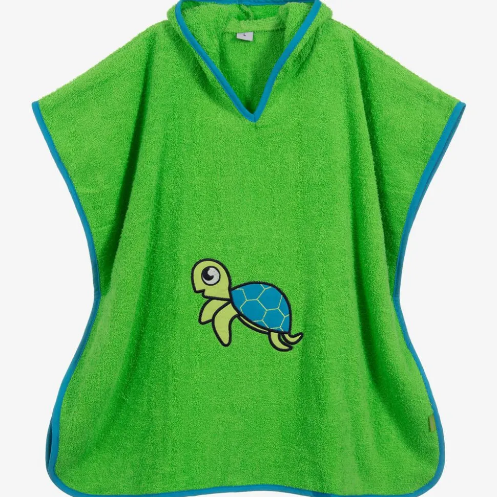 Green Cotton Turtle Poncho Towel