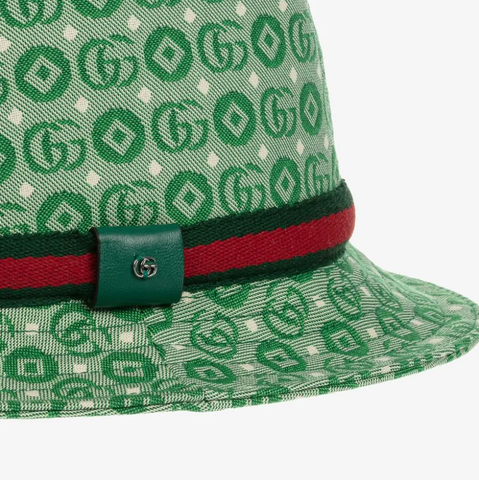 Green Double G Geometric Cotton Jacquard Hat
