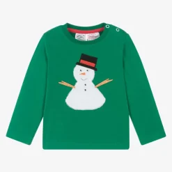 Green Festive Snowman Cotton Top