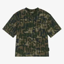 Green Jumbled Logo Cotton T-Shirt