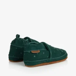 Green Suede Star Slippers