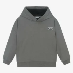 Grey Cotton Embroidered Hoodie