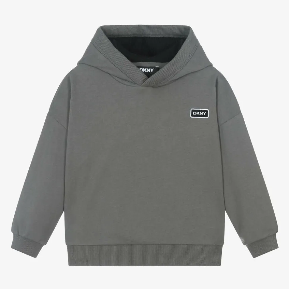 Grey Cotton Embroidered Hoodie