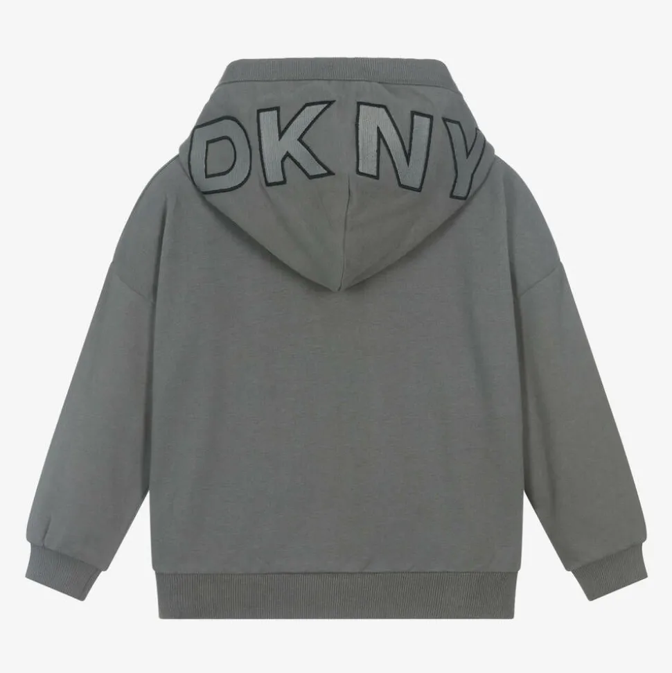 Grey Cotton Embroidered Hoodie