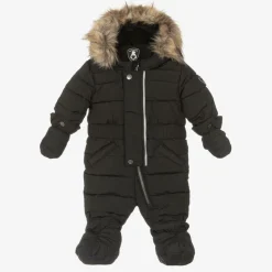 Grey Hooded Baby Snowsuit