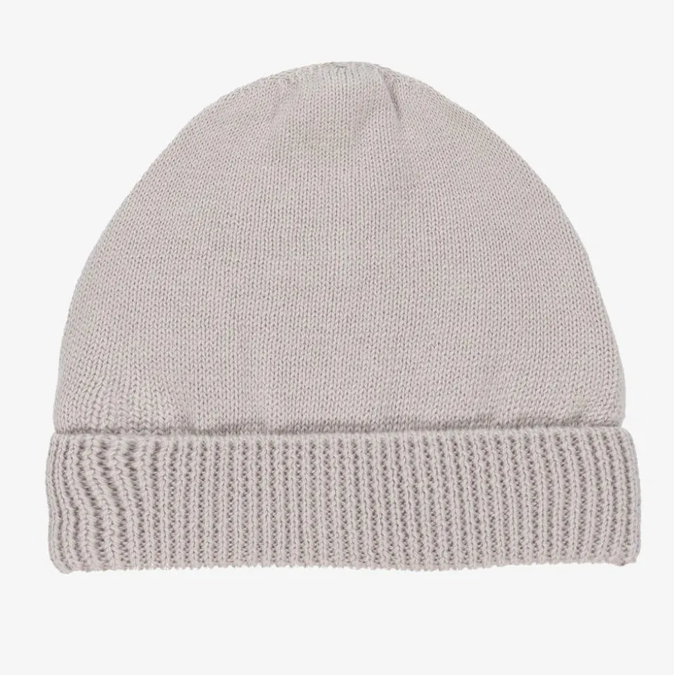 Grey Knitted Cotton Baby Hat