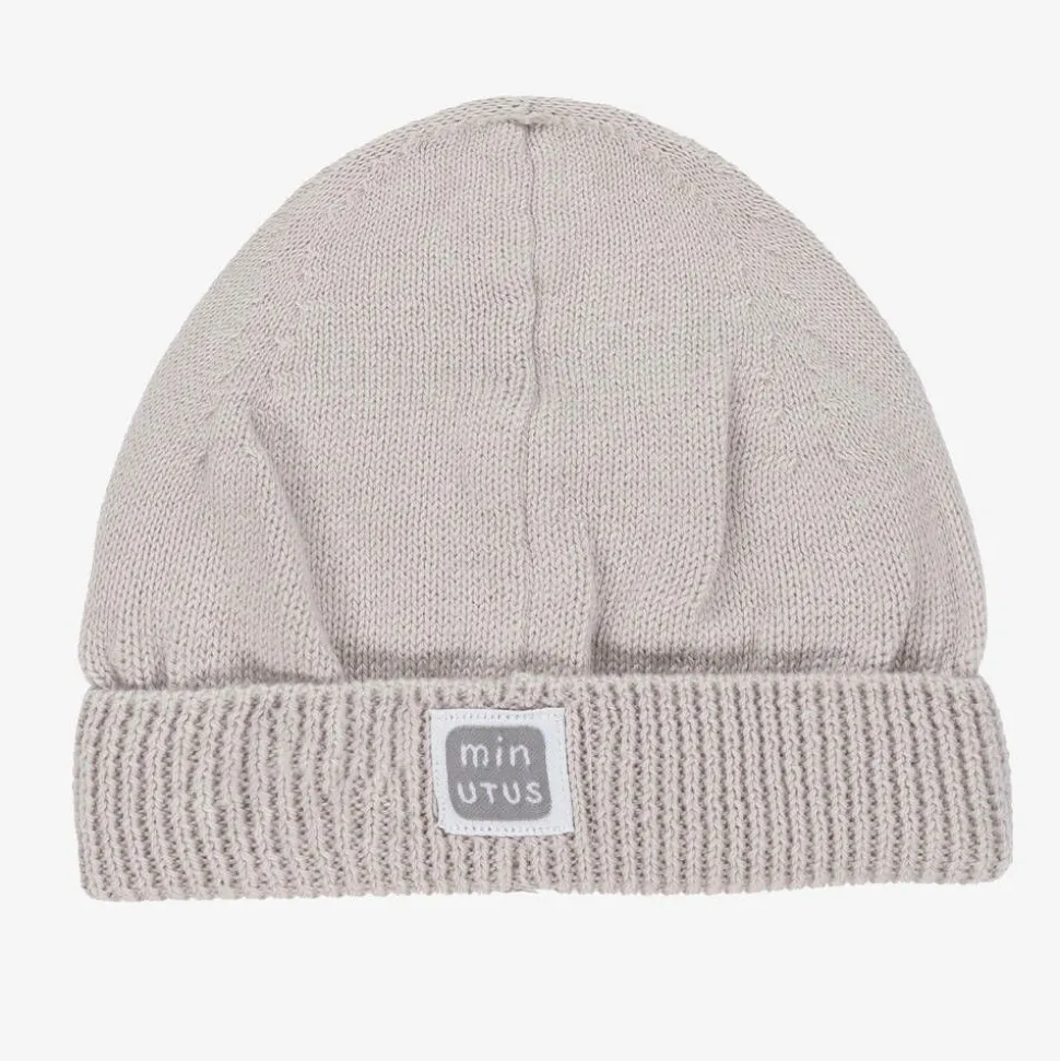 Grey Knitted Cotton Baby Hat