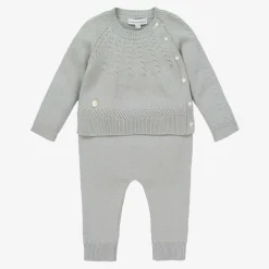 Grey Knitted Wool & Cotton Trouser Set