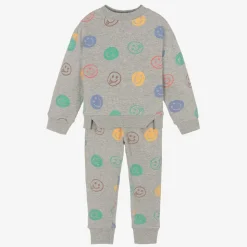 Grey Marl Cotton Happy Faces Tracksuit