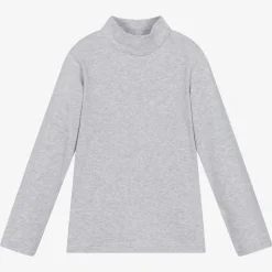 Grey Marl Cotton Turtleneck Top