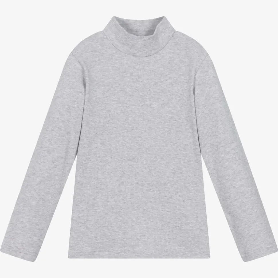 Grey Marl Cotton Turtleneck Top
