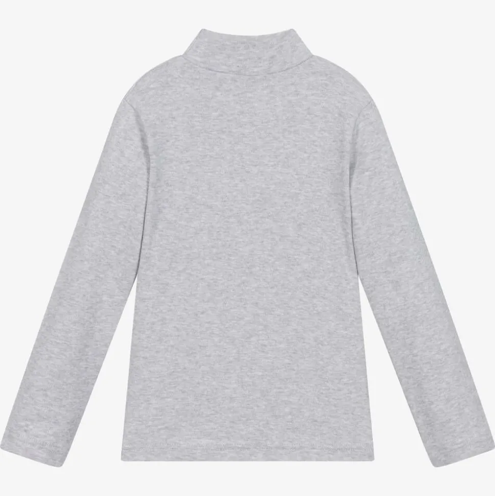 Grey Marl Cotton Turtleneck Top