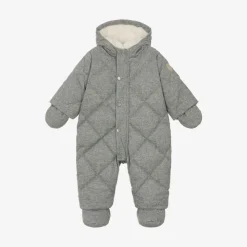 Grey Quilted Down Snowsuit