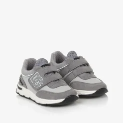 Grey Suede Leather & Mesh Baby Trainers