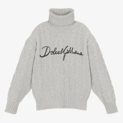 Grey Wool & Cashmere Roll Neck Sweater