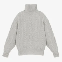 Grey Wool & Cashmere Roll Neck Sweater