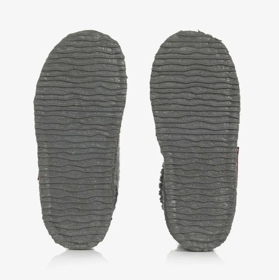 Grey Wool Boot Slippers