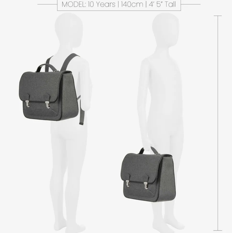 Grey Wool Satchel Backpack (34cm)