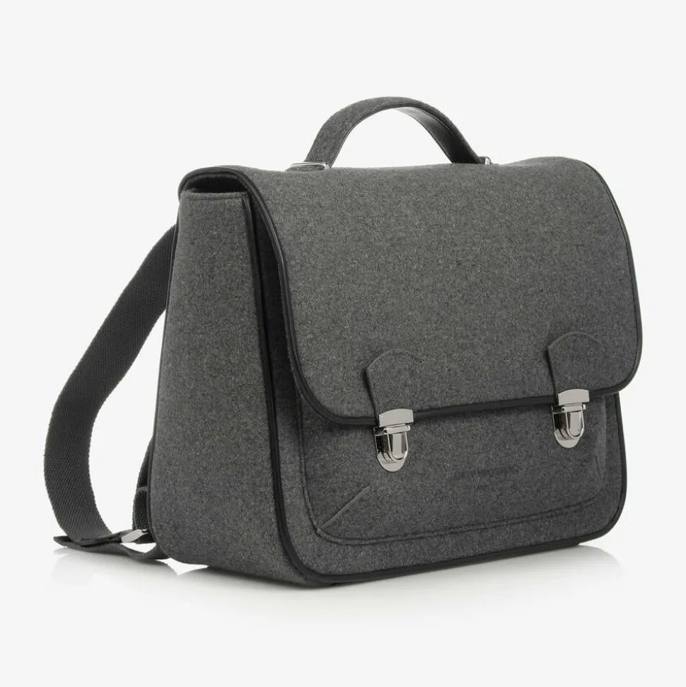 Grey Wool Satchel Backpack (34cm)
