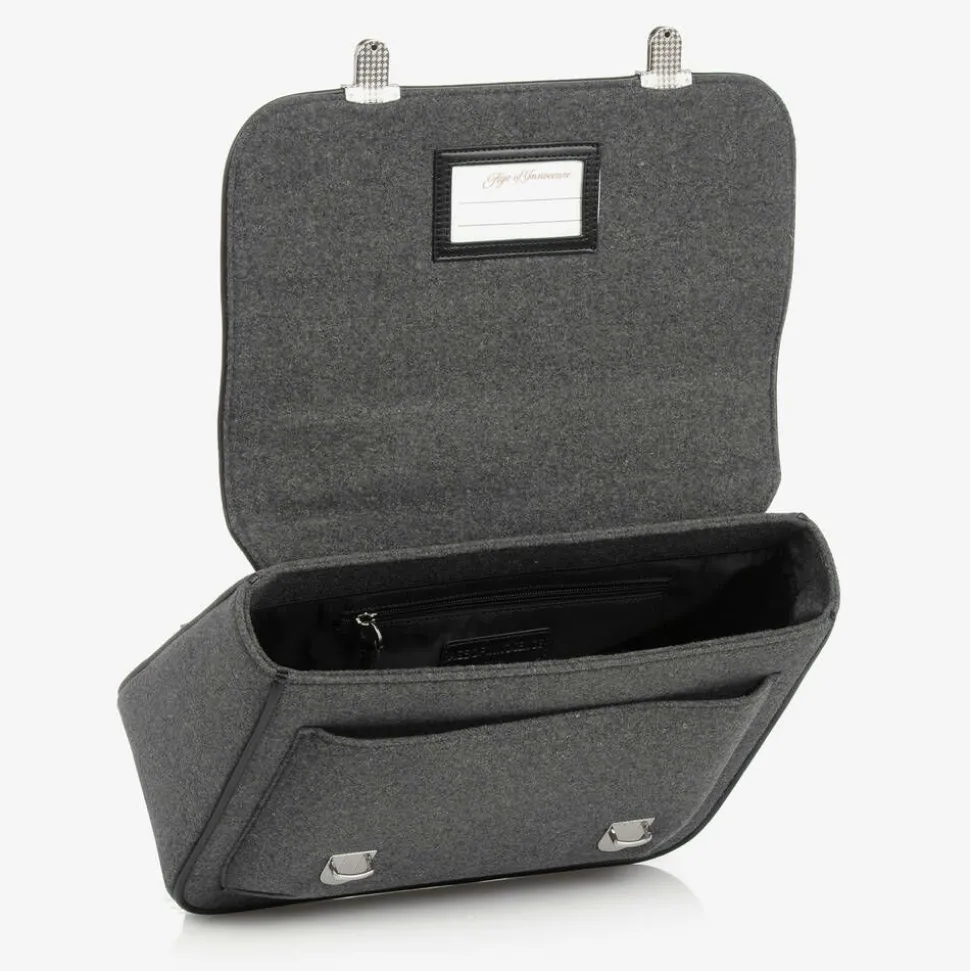 Grey Wool Satchel Backpack (34cm)