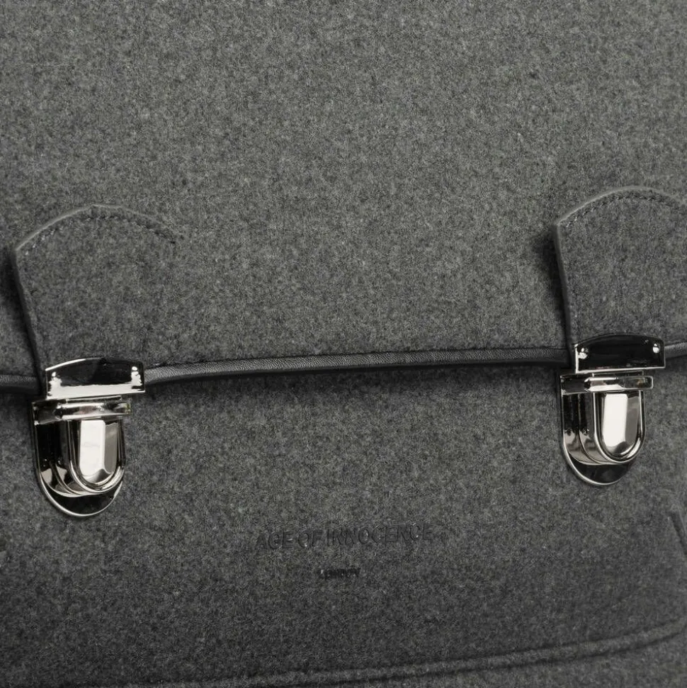 Grey Wool Satchel Backpack (34cm)