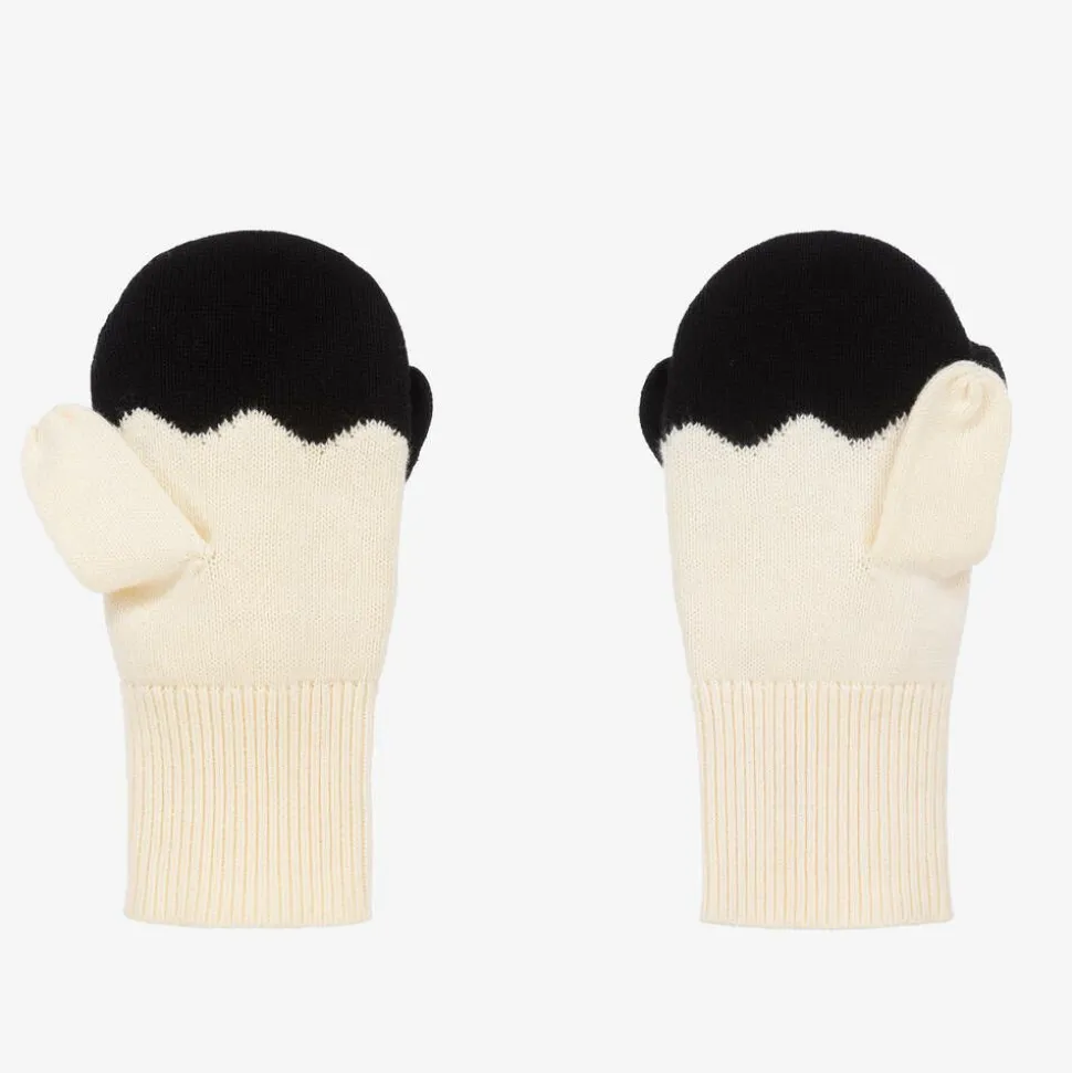 Ivory & Black Knitted Sheep Mittens