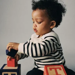 Ivory & Blue Cotton Baby Leggings Set
