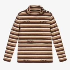 Ivory & Brown Stripe Wool Top