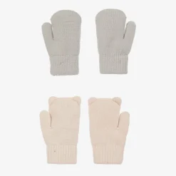 Ivory & Grey Knitted Animal Mittens (2 Pack)