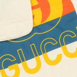 Ivory & Blue Cotton Interlocking G Blanket (80cm)