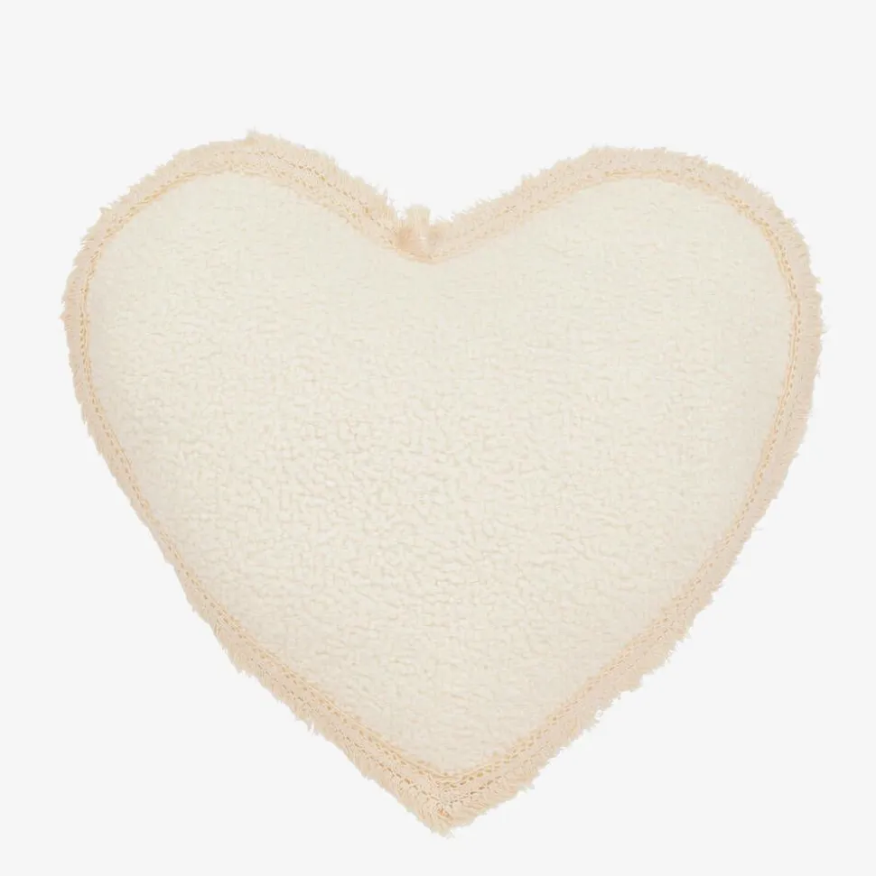 Ivory Bouclé Heart Pillow (48cm)