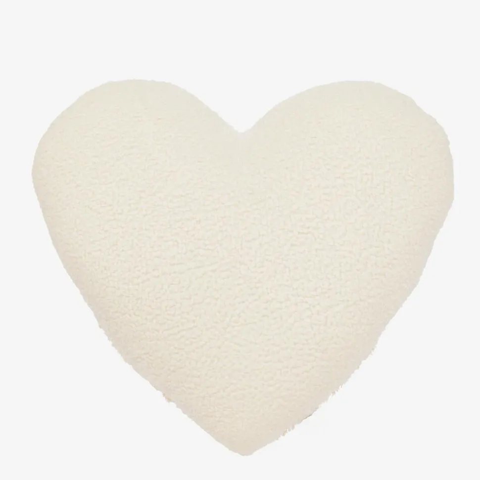 Ivory Bouclé Heart Pillow (48cm)