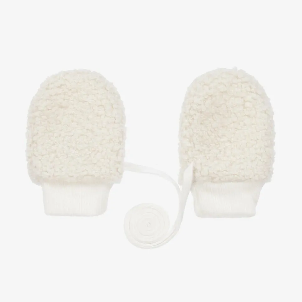 Ivory Bouclé Mittens
