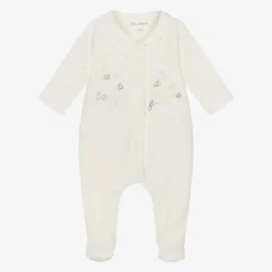 Ivory Bunny Velour Babygrow