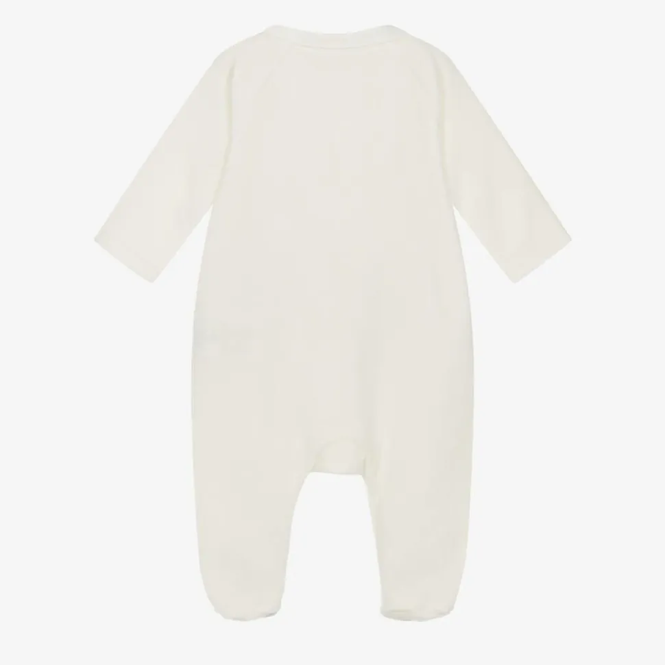 Ivory Bunny Velour Babygrow