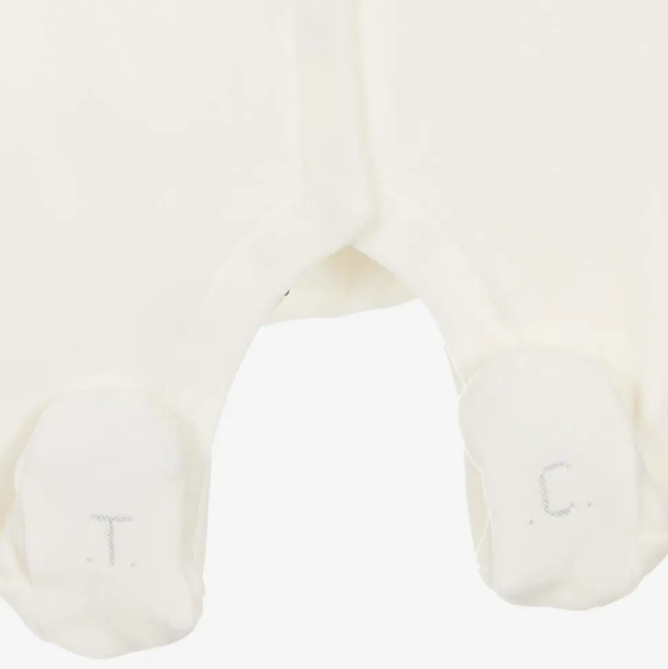 Ivory Bunny Velour Babygrow