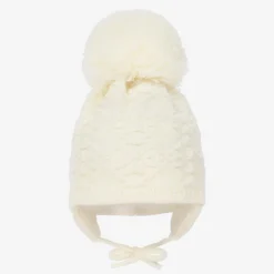 Ivory Cassie Giant Pom-Pom Hat